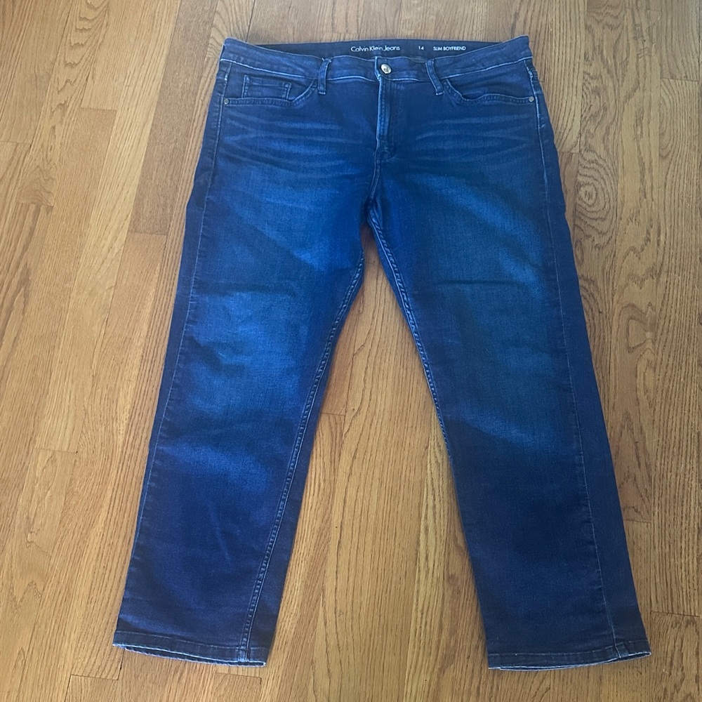 Calvin Klein Women's Dark Blue Slim Boyfriend Jeans size 14